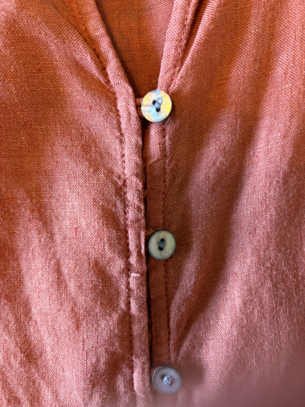 J. Jill Rust 100% Linen Tunic | Button Front Breezy Summer Top Sz L - Picture 5 of 9